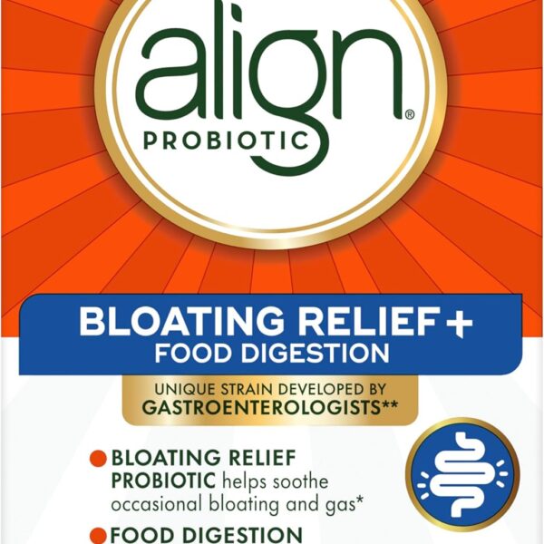 Align Probiotic Bloating Relief + Food Digestion, Probiotics for Women and Men, Promotes Digestive Health and Helps Support the Metabolism of Food*, 28 Capsules (Packaging May Vary)