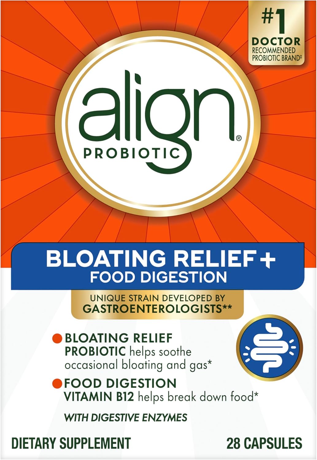 71t2OGXp3pL._AC_SL1500_.jpg Align Probiotic Bloating Relief + Food Digestion, Probiotics for Women and Men, Promotes Digestive Health and Helps Support the Metabolism of Food*, 28 Capsules (Packaging May Vary) - Image 1