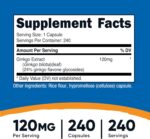 Nutricost Ginkgo Biloba 120mg, 240 Capsules - Extra Strength Ginkgo Biloba Extract - Gluten Free & Non-GMO - Image 2
