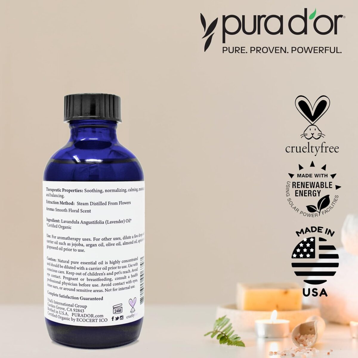 PURA D'OR Organic Lavender Essential Oil (4oz with Glass Dropper) 100% Pure & Natural Therapeutic Grade for Hair, Body, Skin, Aromatherapy Diffuser, Relaxation, Meditation, Massage, Home, DIY Soap - Image 7
