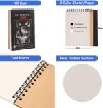 Prina 50 Pack Drawing Set Sketch Kit, Sketching Supplies with 3-Color Sketchbook, Graphite, and Charcoal Pencils, Pro Art Drawing Kit for Artists Adults Teens Beginner Kid, Ideal for Shading, Blending - Image 5