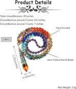 GEHECRST Natural 7 Chakra 108 Mala Prayer Beads Necklace with Reiki Healing Crystal Pointed Pendant 6mm Gemstones Beads Necklace Mens Womens Jewelry for Meditation, Protection - Image 6
