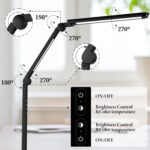 LED Desk Lamp for Home Office,Creative Touch Reading Light, with Memory Dual Light and Adjustable Swing Arm,15W 4 CCT Eye-Care Modes & 4 Brightness Levels Table Lamp with USB Charging Ports-Black - Image 2