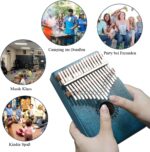 FLSEPAMB Kalimba 17 Key Thumb Piano with Mahogany Wood Portable Mbira Finger Piano Gifts for Kids and Piano Beginners Professional (Blue) - Image 4