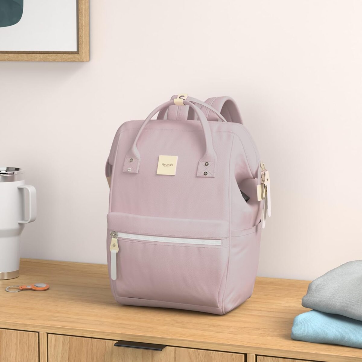 Himawari Laptop Backpack, Stylish Eco-Friendly Canvas, 11"x16"x6.3", Large Capacity, Multi-Functional with USB Port, Padded Back Panel, Adjustable Shoulder Straps - Image 2