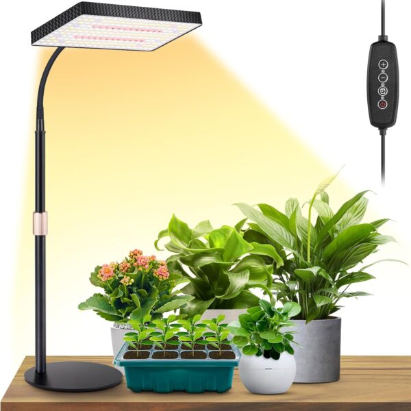 LBW Grow Lights for Indoor Plants Full Spectrum, 214 LEDs Plant Lights for Indoor Growing, Desk Plant Grow Lights Indoor with Timer 4/8/12H, 6 Dimmable Levels, Plant Lamp Height Adjustable 10"-26"