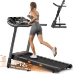 THERUN Incline Treadmill, 0-12% Auto Incline Treadmill for Running and Walking, 300 lbs Weight Capacity, Wide Belt, 3.0 HP, 18" LED Screen, 2 Layers Shock-Absorbing