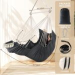 Chihee Hammock Chair Hanging Chair with Foot Rest 2 Cushions Max 500lbs Robust Metal Spreader Bar Collapsible Easy Storage Soft Cotton Swing Chair Strong Strap Iron Carabiner Side Pocket Included - Image 3