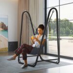 Unique U-Shaped Hammock Chair with Stand,Sturdy & Rust-Resistant,Free Gray Cotton Hammock Chair - Image 4