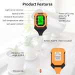 4-in-1 Soil Moisture Meter Digital PH Meter/Soil Moisture/Plant Temperature/Sunlight Intensity, Backlight LCD Display, Soil Test Meter for Garden, Lawn, Plant Care, Farm and Indoor Outdoor Plants - Image 2