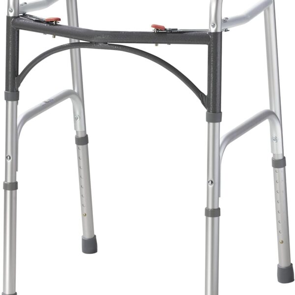 Drive Medical Deluxe 2-Button Folding Walker, Lightweight Walkers for Seniors and Adults, Medical Walker, Bariatric Walker (Up to 350 Pounds), Standard, Silver