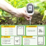 4-in-1 Soil Moisture Meter Digital Plant Temperature/Soil Moisture/PH Meter/Sunlight Intensity Backlight LCD Display Soil Test Meter for Gardening, Farming and Outdoor Plants - Image 3