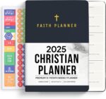 2025 Christian Planner, Bible Planner & Prayer Journal | Daily Christian Planner 2025 For Women & Men with Weekly & Monthly Planning | 12 Month A5 Size | Black | Faith Planner