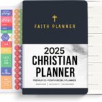 2025 Christian Planner, Bible Planner & Prayer Journal | Daily Christian Planner 2025 For Women & Men with Weekly & Monthly Planning | 12 Month A5 Size | Black | Faith Planner