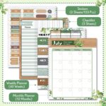 Eucalyptus Teacher Planner Undated Academic Year Teacher Lesson Planner Book Green Plants Daily Weekly Monthly Spiral Planner Checklist Organizer with Stickers for Classroom, 8.5'' x 11'' - Image 5