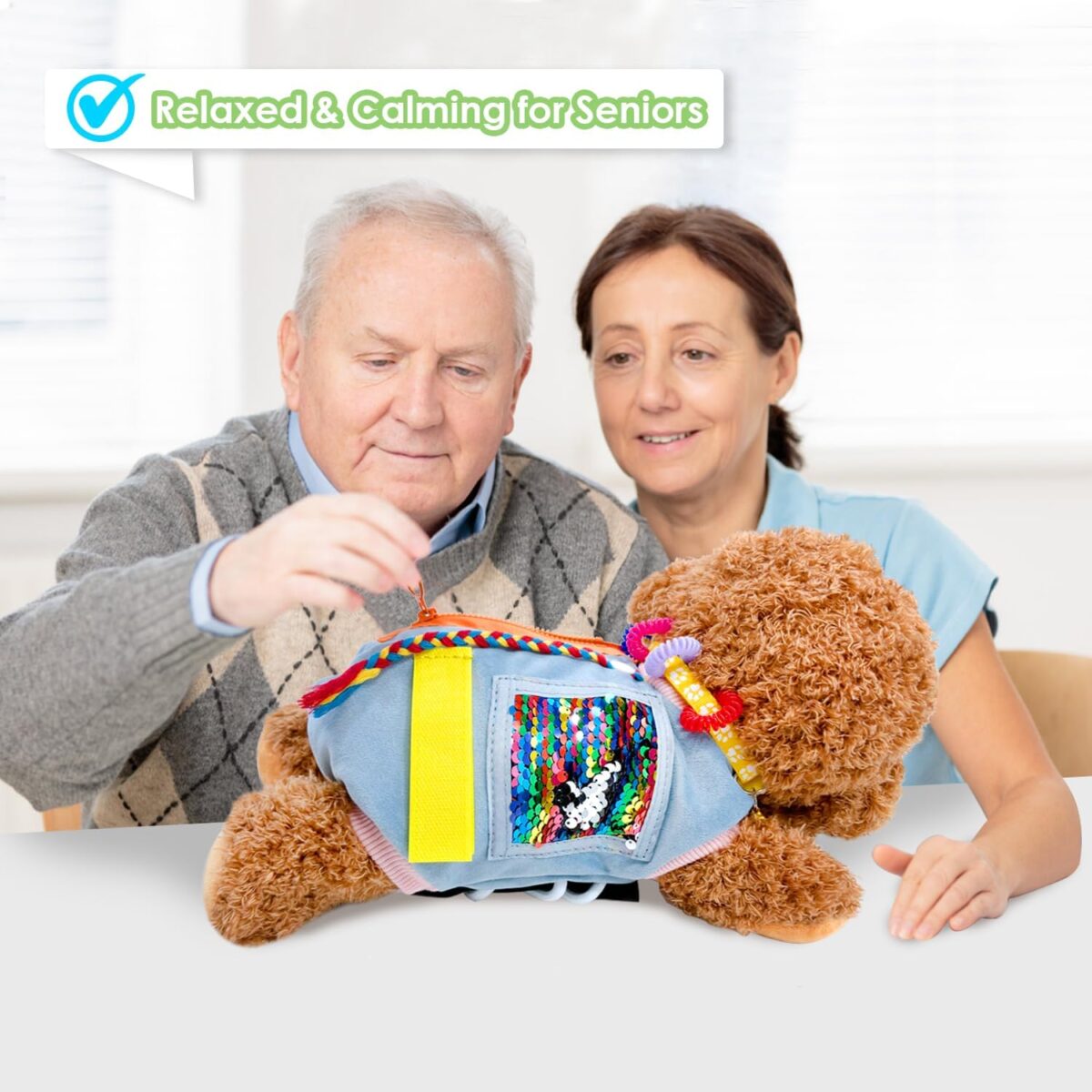 Fidget Sensory Dog Blanket for Elderly | Premium Dementia Activities for Seniors Items | Engaging Sensory Items (pup) for Adults | Gift and Activities for Seniors with Alzheimer - Image 2