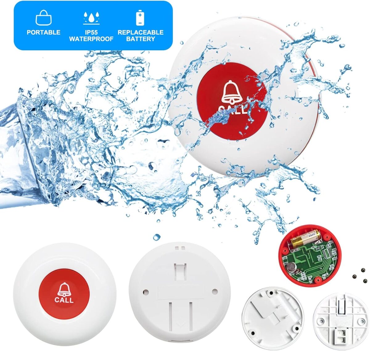 CallToU Caregiver Pager Wireless Call Button Nurse Alert System 500+ Feet for Home/Elderly/Patient/Disabled 1 Plugin Receiver 1 Waterproof Transmitter - Image 4