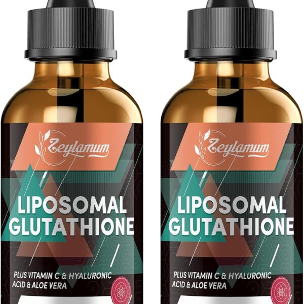 2000MG Liposomal Glutathione Liquid Drops, Enhanced Absorption, Glutathione Supplement, with Vitamin C, Hyaluronic Acid & L-Glutathione, Antioxidant Supplement - Liver Detox, Radiant Skin, 4.05 OZ