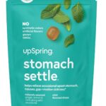 UpSpring Stomach Settle Drops for Occasional Nausea Relief/Upset Stomach with Ginger, Lemon, Spearmint, and B6. Mint Flavor Drops, 28 Ct(Packaging May Vary)
