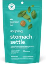 UpSpring Stomach Settle Drops for Occasional Nausea Relief/Upset Stomach with Ginger, Lemon, Spearmint, and B6. Mint Flavor Drops, 28 Ct(Packaging May Vary)