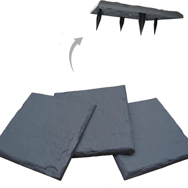 Gardien 15.5” Decorative Stepping Stones That Stake Into The Ground - Decorative Walkway for Outdoor Pathway, Lawn, Yard, Home, or Garden Pathway Pavers - Polyresin Material (4, Slate Grey)