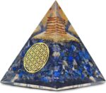 Lapis Lazuli Pyramid – Handmade Healing Crystal for Meditation, Reiki, Chakra Balancing, Spiritual Growth & Inner Truth – Natural Orgonite Energy Generator for Positivity & Focus
