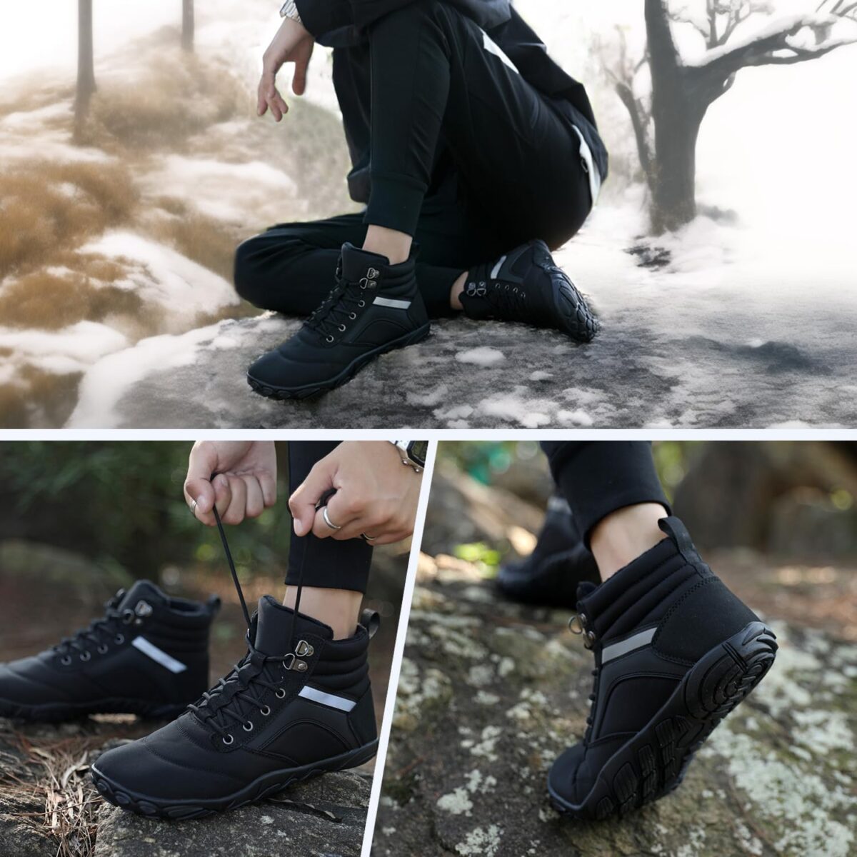 Womens Mens Winter Barefoot Boots Warm Minimalist Wide Toe Box Snow Boots Zero Drop Sole Outdoor Water Resistant Ankle Booties - Image 6