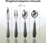 BUNMO Utensils for Elderly, Arthritis, Weak Hand Grip & Handicapped - Convenient Travel Pouch - for Tremors and Parkinsons Patients - Stainless Steel - Eat Independently - Weighted 4 Piece Set - Image 4