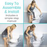 Vive Toilet Safety Rail - Adjustable Grab Bar - Compact Support Frame with Handrail for Bathroom Toilet Seat - Easy Installation for Handicap Senior Bariatrics, Elderly Balance - Padded Hand Armrest - Image 6