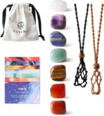 7 Chakra Healing Crystal Necklace Set - Boho Handmade Cord Cage and Hippie Energy Pendant Holder Real Crystal and Healing Stone Jewelry Spiritual Gift for Women Teen