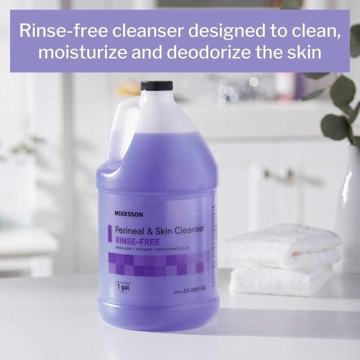 McKesson Perineal Skin Cleanser with Aloe, 1 Gallon [Pack of 1] Rinse-Free Body Wash for Incontinence or Ostomy Care, Fresh Scent - Image 2