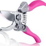 8.5" Professional Bypass Pruning Shears – Heavy Duty Garden Scissors & Clippers for Branch Trimming, Ultra Sharp SK5 Blade, Ergonomic Handle, Perfect Gardening Gift for Women, 2025 Pink Tools