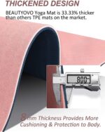 BEAUTYOVO Yoga Mat with Strap, 1/3 Inch Extra Thick Yoga Mat Double-sided Non Slip, Professional TPE Yoga Mats for Women Men, Workout Mat for Yoga, Pilates and Floor Exercises - Image 3