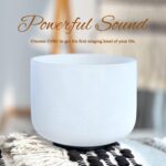440HZ 8 Inch F Note Heart Chakra Frosted Quartz Crystal Singing Bowl with Mallet and O-ring for Sound Healing Meditation - Image 4