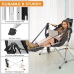 KingCamp Camping Chairs, Oversized Hammock Chairs, Folding Rocking Chairs, Aluminum Adjustable Back Swing Chairs, Chair with Removable Footrest Pillow Cup Holder for Outdoor Beach Lawn - Image 7