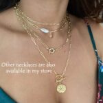 Aobei Pearl 18K Gold Moon Star Lion Evil Eye Love Heart Pendant Necklace Medallion Paperclip Chian Choker Layering Jewery for Women - Image 2