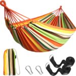 Anyoo Garden Cotton Hammock with Tree Straps for Hanging - Sturdy Up to 660lbs Portable Hammock with Travel Bag for Camping Outdoor/Indoor Patio Backyard