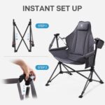 EVER ADVANCED Padded Hammock Camping Chair, Oversized Heavy Duty Swing Chair with Detachable Cup Holder, Portable Folding Rocking Camping Chair for Outdoor&Indoor, Support Up to 400lbs, Grey - Image 8