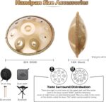 Handpan 22 Inches Drum Set, 440Hz 9 Notes Hand Drum Instrument, Premium Steel Hand Drum, Includes Carrying Case, Drumsticks, Spiral Wraps, Instruction Guide - Image 3