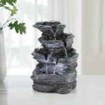 WICHEMI Indoor Fountain Tabletop Fountain Waterfall Fountains Stacked Rocks Water Feature Feng Shui Zen Meditation Relaxation Desktop Fountain for Home and Office Indoor Spaces Decor (Style 20) - Image 4