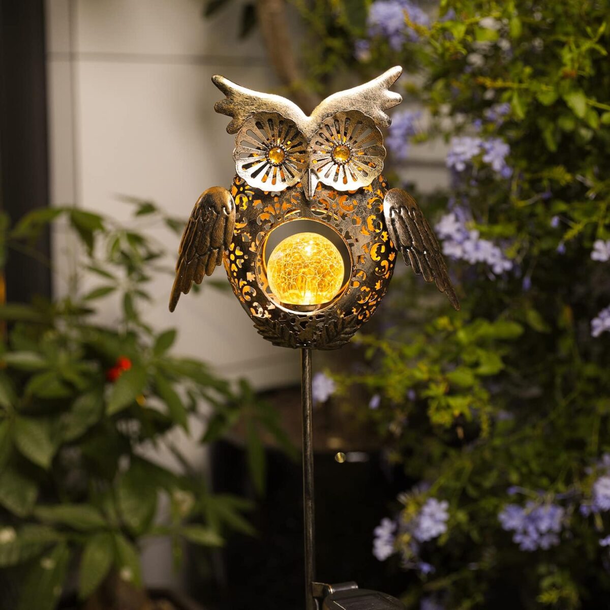 Go2garden Solar Lights Outdoor Owl Garden Gifts Women Metal Stakes Lights for Lawn Ornaments, Yard Art, Pathway, Patio Decorations,Birthday Mothers' Day Gift for Mom Dad Grandma (Bronze) - Image 6
