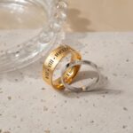 Anavia Personalized Name Date 2.5MM/4MM/7MM Stainless Steel Rings, Customized Message Dainty Plain Bands Glossy Gold Black Rings, Wedding Engagement Rings for Women Men - Image 8