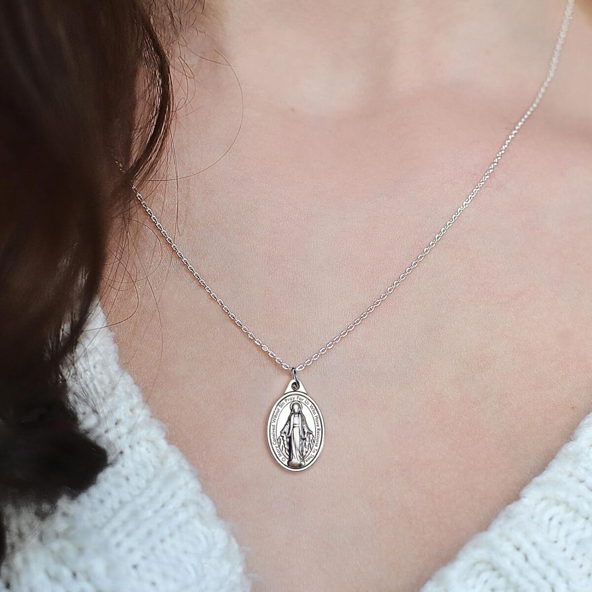 Milagrosa Medal Bulk Pack of 50, 1" Silver Milagrosa Medals Catholic Pendant for Women Necklace & Rosary Necklace,Religious Virgin Mary Cross Charms for Jewelry Making,Medalla De La Virgen Milagrosa - Image 6