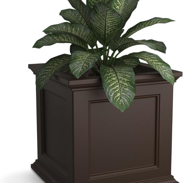 Mayne Fairfield 20-Inch Square Planter – Self-Watering, Weather-Resistant Planter for Flowers – Durable Outdoor Design for Patio, Porch, or Entryway
