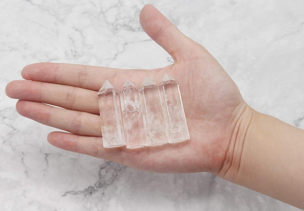 Healing Crystal Wands | 2" Clear Quartz Crystal Wand 6 Faceted Reiki Chakra Meditation Therapy 4 PCS - Image 3