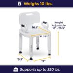Drive Medical RTL12505 Handicap Bathroom Bench with Back and Arms, White - Image 4
