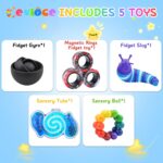 Cevioce 5Pcs Fidget Toys Adults Pack,Stocking Stuffers for Teens Boys Girls,Autism Sensory Toys with Fidget Spinner Slug Magnetic Rings,Squishy Fidget Toys ADHD Stress Relief, for Kid-B - Image 2