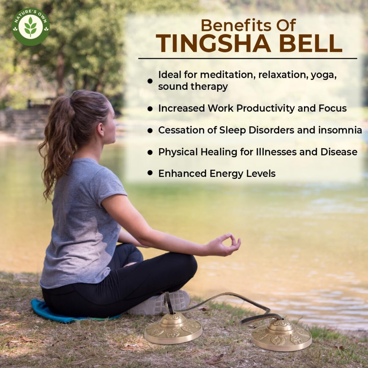 Tibetan Tingsha Bells Cymbals Meditation Chime Bells, 6.3 cm Percussion Instrument, with Cloth Bag, Embossed 8 Lucky Symbols, Ideal for Yoga, Mindfulness, Spiritual Healing, and Sound Therapy - Image 5
