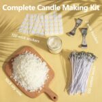Soy Candle Wax for Candle Making 10 lbs Bag, Premium Natural Soy Wax Flakes, No additives and Pure, 100 Cotton Candle Wicks, 100 Wick Stickers, & 2 Centering Devices - Image 2