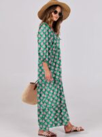 ANRABESS Womens Boho Maxi Dresses 2025 Summer V Neck Puff Sleeve Floral Flowy Swing Casual Long Dress - Image 3